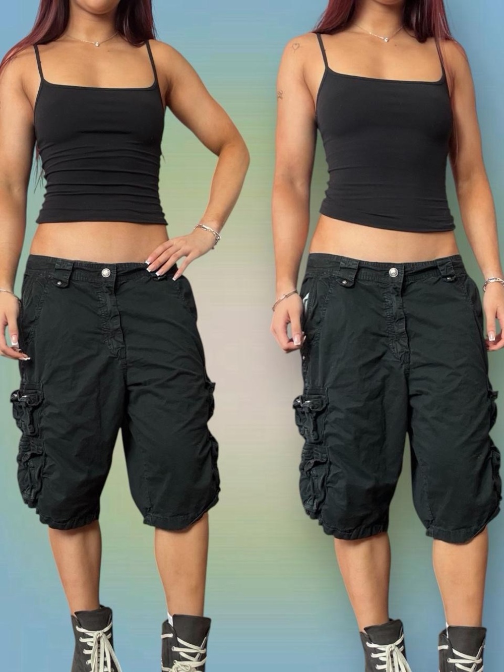 Free Planet Black Men's Cargo Shorts with Utility Pockets